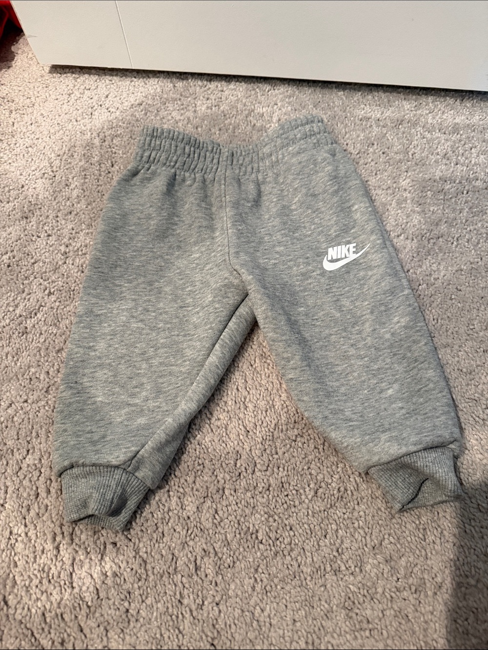 Nike Gray Kids Fleece Joggers with White Logo